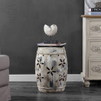 Safavieh Outdoor Collection Ilia Antiqued Cream Garden Stool - Image 2