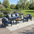Solaste Aluminum Outdoor Patio Furniture Set, 5 Seats Patio Sectional Sofa by Solaste