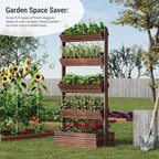 Vertical Wooden Raised Garden Bed Planters Wood Planter Kit Plant Stand Flower - Image 2