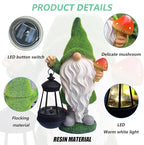 Gnomes Solar Garden Statues, Resin Gnome Figurine Decorations Holding Mushroom - Image 5