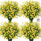 20 Bundles Artificial Flowers for Outdoors Fake Plastic Flowers UV Resistant by Besteek
