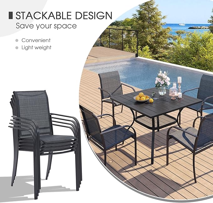 VICLLAX Patio Dining Set for 6, Outdoor Furniture Set Includes 47.2" Round - Image 4