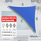 Amgo Custom Size 11' x 22' x 24.6' Blue Right Triangle Sun Shade Sail UPF50+ - Image 8