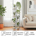 Plant Stand Indoor 7 Tier 8 Potted Metal Wood Plant Shelf, Oak Grey - Image 4