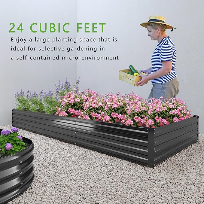 12x2x1FT Galvanized Raised Garden Bed Kit, Vegetable Boxes-Rectangle Metal - Image 7
