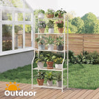 5-Tier Corner Plant Stand, Metal Black Flower Pot Rack, Indoor Outdoor Heavy - Image 6
