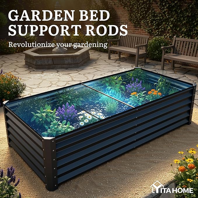 YITAHOME 8x4x1.5ft 2pcs Large Raised Garden Bed Kit, Galvanized Metal Planter - Image 7
