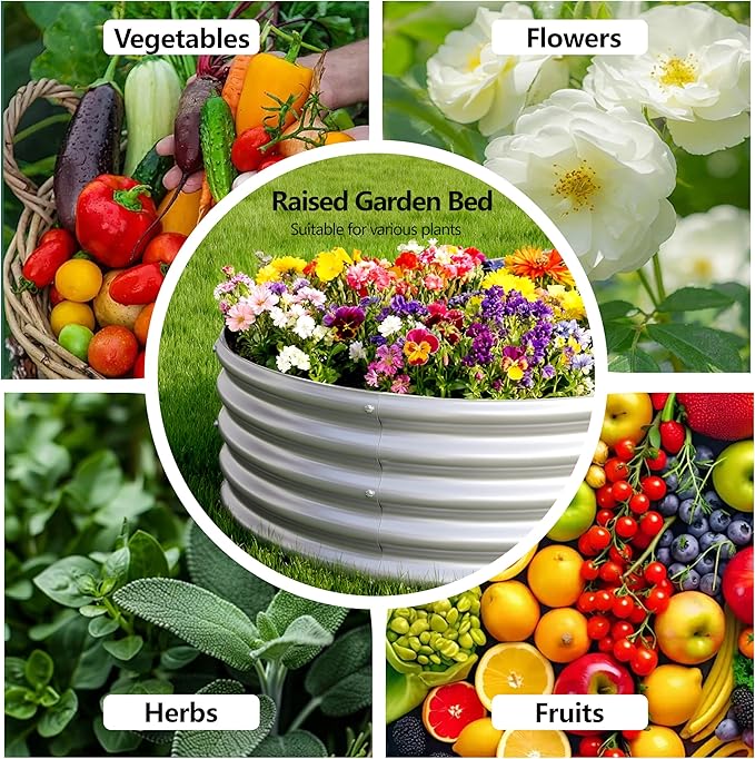 2PCS 12x2x1FT Galvanized Raised Garden Bed Kit, Vegetable Boxes-Oval Metal - Image 4