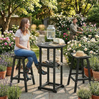 Ciokea 3 Pcs Compact Outdoor Bar Set, Space-Saving Round Bistro Set - Image 7