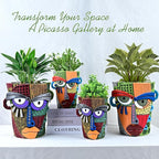Abstract Face Planter Pots for Plants, Hand-Painted Colorful Flower Pots - Image 6