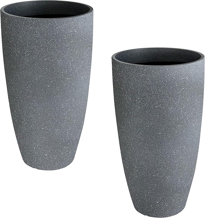 2 Packs 21 inch Tall Planter, Indoor Outdoor Round Planter by Goldshire