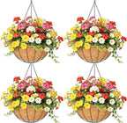 4 Pack 14 Inch Hanging Baskets for Plants Outdoor Metal Hanging Planter Hanging by Qusuxi