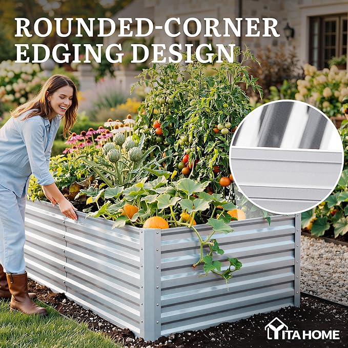 YITAHOME 6x3x2ft Large Raised Garden Bed Kit, Galvanized Metal Planter Box - Image 6
