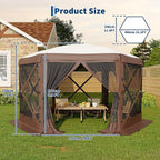 13x13FT 6-Sided Pop Up Gazebo Tent，One-Push Setup Canopy Tent - Image 6