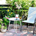 Patio Outdoor Side Table Waterproof Round Metal Steel Small Side Table Weather - Image 8