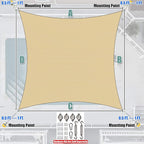 Amgo 16' x 20' Beige Rectangle Sun Shade Sail Canopy Awning UPF50+ AGTAPR1620 - Image 8
