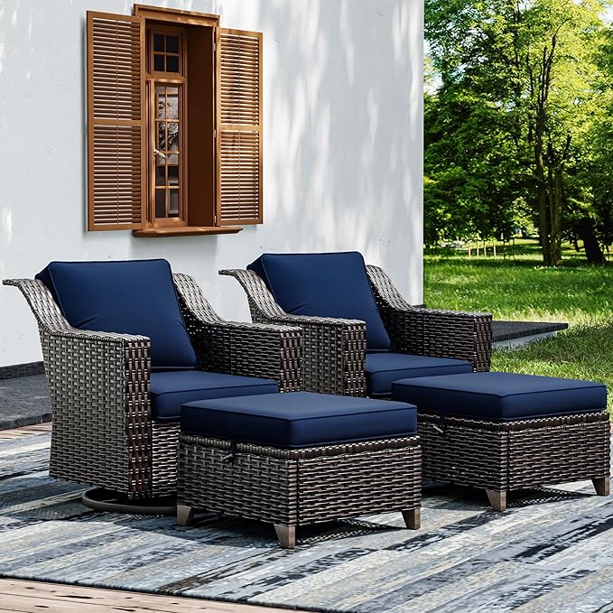 Joyside Wicker Patio Furniture Sets, 4 Pieces Upgraded Large Size Outdoor by Joyside