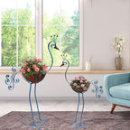 Metal Peacock Planter with Fiber Basket -Garden Bird Planters - Image 6