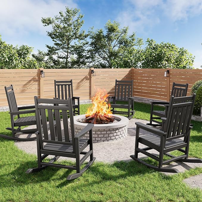 GarveeLife Poly Lumber Rocking Chair Outdoor Set of 6 by GarveeLife
