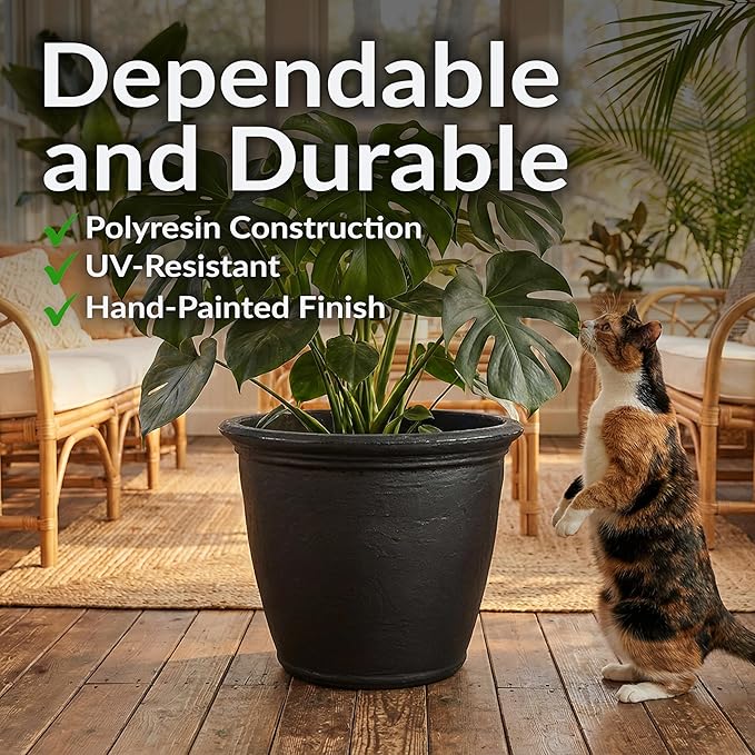 Sunnydaze 24-Inch Anjelica Large Plastic Pot - Image 2