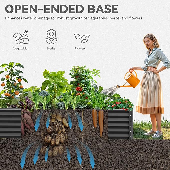 YITAHOME 8x4x1.5 ft Galvanized Raised Garden Bed Kit, Large Metal Planter Box - Image 3