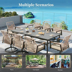Patio Dining Set 7 Piece, 6 x Woven Rattan Swivel Chairs - Image 9