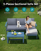 SERWALL Outdoor Sectional Sofa Set, 5-piece Outdoor Modula Couch Set - Image 3