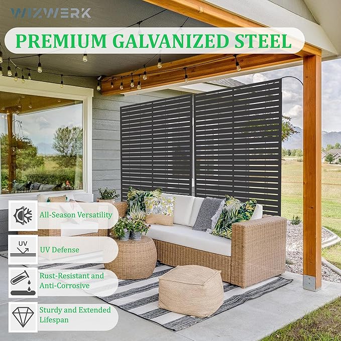 6FT Outdoor Metal Privacy Screen – Decorative Privacy Fence and Room/Garden - Image 2