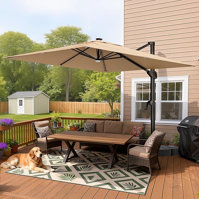 HOMSHADE 10 ft Square Cantilever Patio Umbrella - Image 9