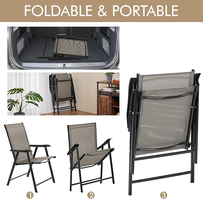 Yaheetech Outdoor Patio Chairs Set of 4, Portable Dining Chairs - Image 4