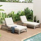 LUMISOL Outdoor Chaise Lounge Chairs Set of 2, Solid Wood Patio 5-Position - Image 2