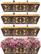 4 Pack 24 Inch Window Boxes Planters Railing Planter Box by KarlliuHOMEGARDEN