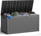 121 Gallon Waterproof Outdoor Storage Box, Resin Deck Box, Lockable Outside by MAIUSCOLI