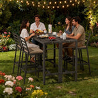 3Pcs Outdoor Patio Bar Set, Metal Pub Height Bistro Table Set - Image 7