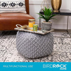 BIRDROCK HOME Square Pouf Ottoman | Cotton Braided Foot Stool - Image 6