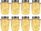 GIGALUMI Solar Mason Jar Lights, 8 Pack 30 Led String Fairy Lights Garden by GIGALUMI