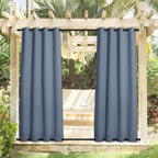 NICETOWN 2 Panels Patio Curtains Outdoor Waterproof & Windproof, Top and Bottom - Image 2