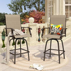 PHI VILLA Outdoor Swivel Bar Stools Set of 2, Bar Height Patio Chairs 30" Seat - Image 2