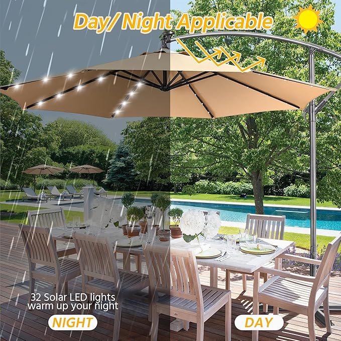 Yaheetech 10FT Solar Offset Umbrella - Image 2