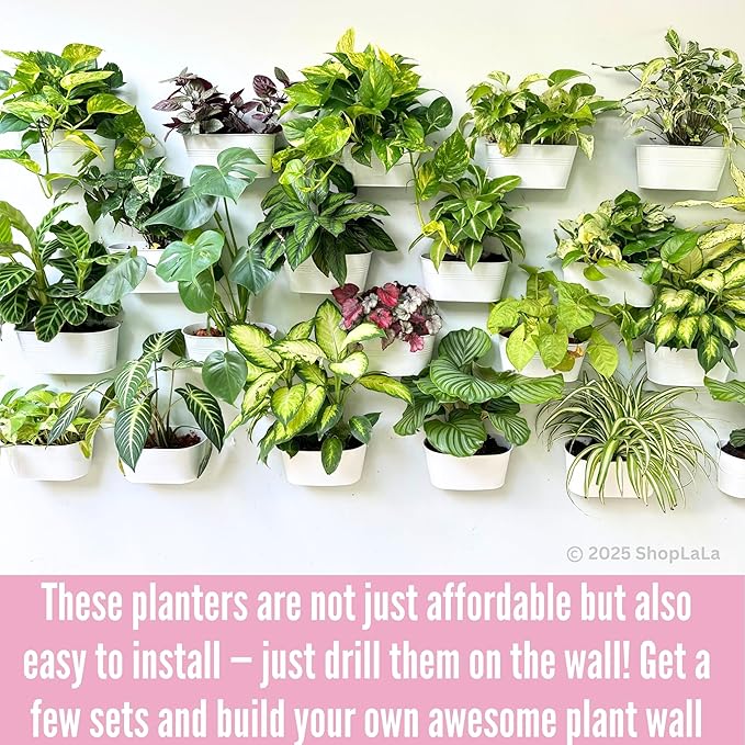 LaLaGreen Rail Planter Outdoor Plants White Metal Iron Hanging Flower Pots Deck - Image 8