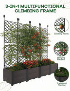 4 PCS Raised Garden Bed with Trellis, Outdoor Vertical Garden with Privacy - Image 3