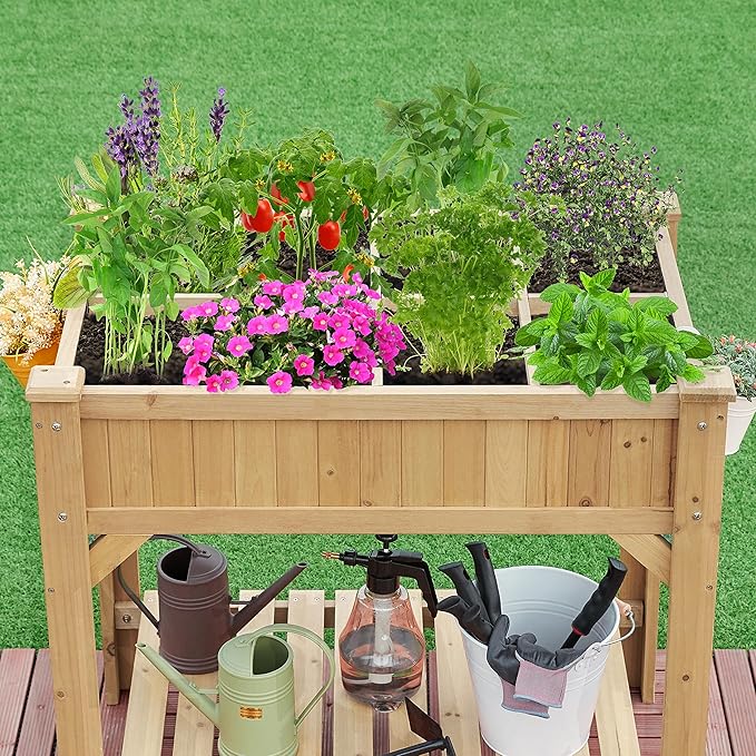 Yaheetech 36x25x37 Inch Raised Garden Bed 8 Pocket Herbs Outdoor Horticulture - Image 2