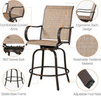Yaheetech Patio Swivel Barstools Outdoor Chairs Set of 2, High Bistro Stools - Image 5