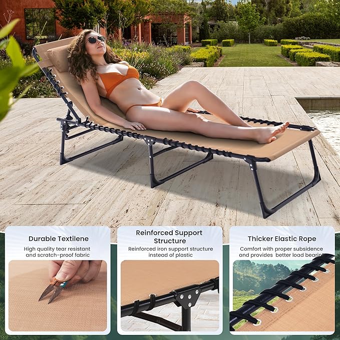 Folding Chaise Lounge Chair - 400lb Capacity - Image 3