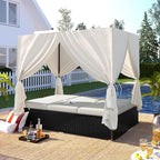 Patio Chaise Lounge, PE Rattan Outdoor Patio Wicker Sunbed Daybed - Image 6