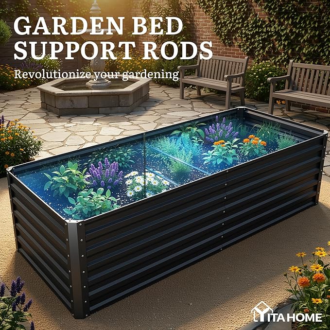 YITAHOME 6pcs 6x3x2 ft Galvanized Raised Garden Bed Kit, Large Metal Planter Box - Image 7