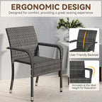 Yaheetech Set of 6 Stackable Outdoor Rattan Dining Chairs, All-Weather Armchair - Image 4