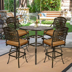 VIVIJASON 5-Piece Outdoor Swivel Bar Stools Set, All Weather Cast Aluminum - Image 7