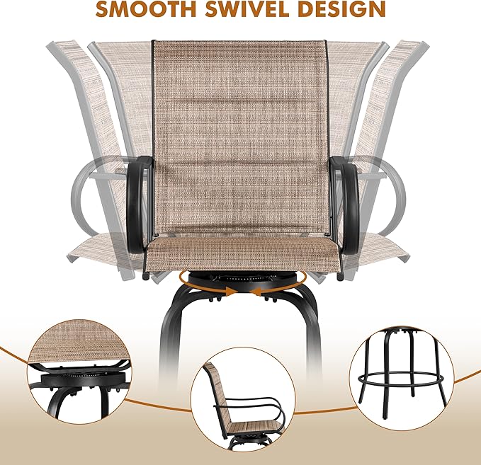 Yaheetech 2 Piece Patio Swivel Bar Stools Texteline Bistro Chairs - Image 5