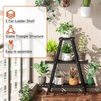 GHWIE Plant Stand Indoor Plant Shelf Outdoor bamboo Plant Rack, 3 Tiers Ladder - Image 4